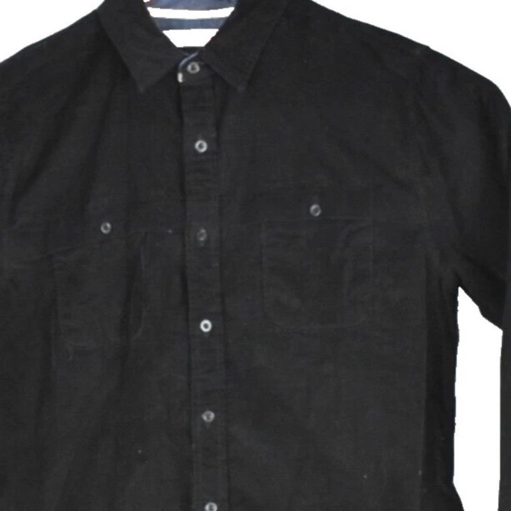 Sovereign Code Button Down Shirt Mens L Black Johnston Corduroy Long Sleeve